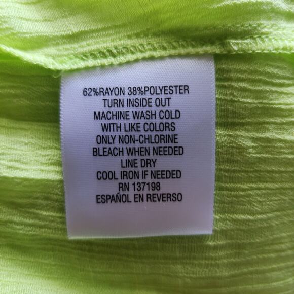 Palette neon Lime Green Sheer Long Sleeve Cover up Top Blouse Size L - Picture 5 of 5